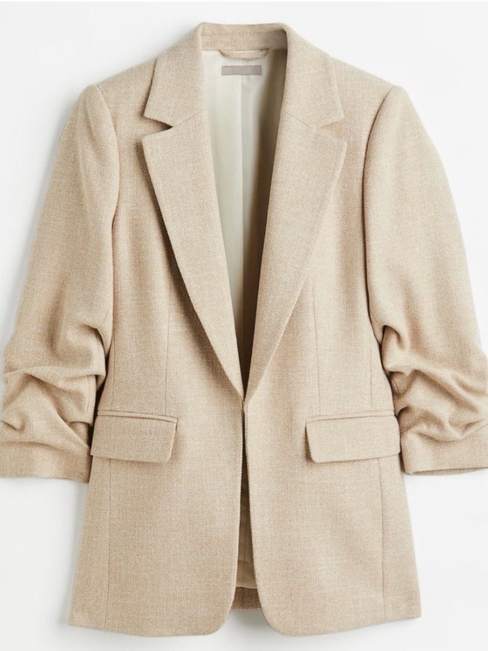 H&M Cream bunched sleeve Tailored Blazer Jacket